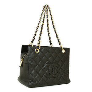 CHANEL Matelasse Chain Tote Bag GST Caviar Leather GG Black